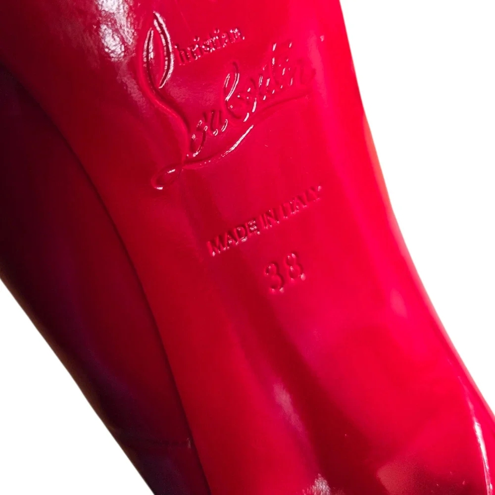 Christian Louboutin Patent Leather Pointed-Toe Stiletto Pumps in Red - Picture 11 of 15